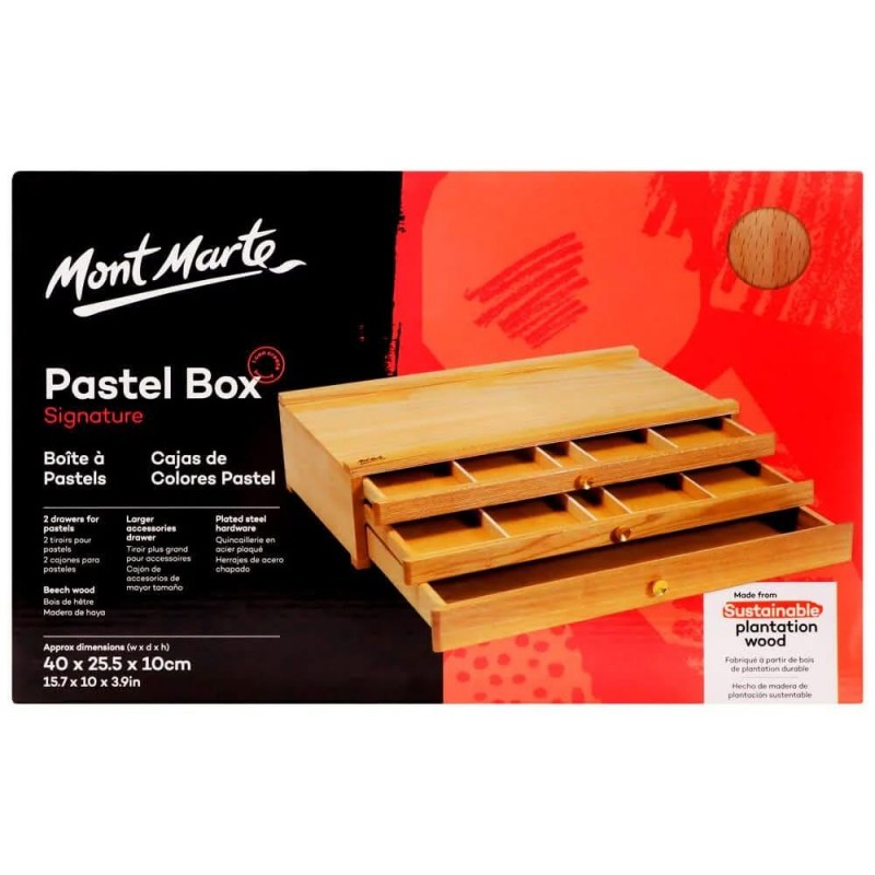 Mont Marte Ξύλινο Κούτί Αποθήκευσης Υλικών 40x25,5x10cm με 3 Συρτάρια
