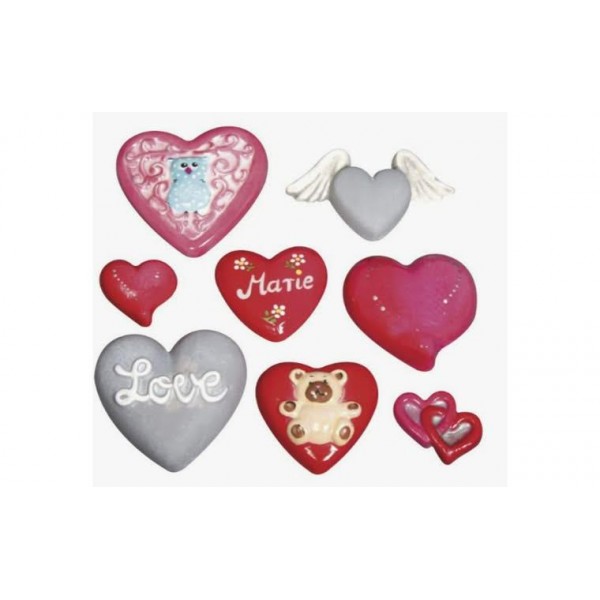 Καλούπι Πλαστικό 8 Σχέδια Καρδιές