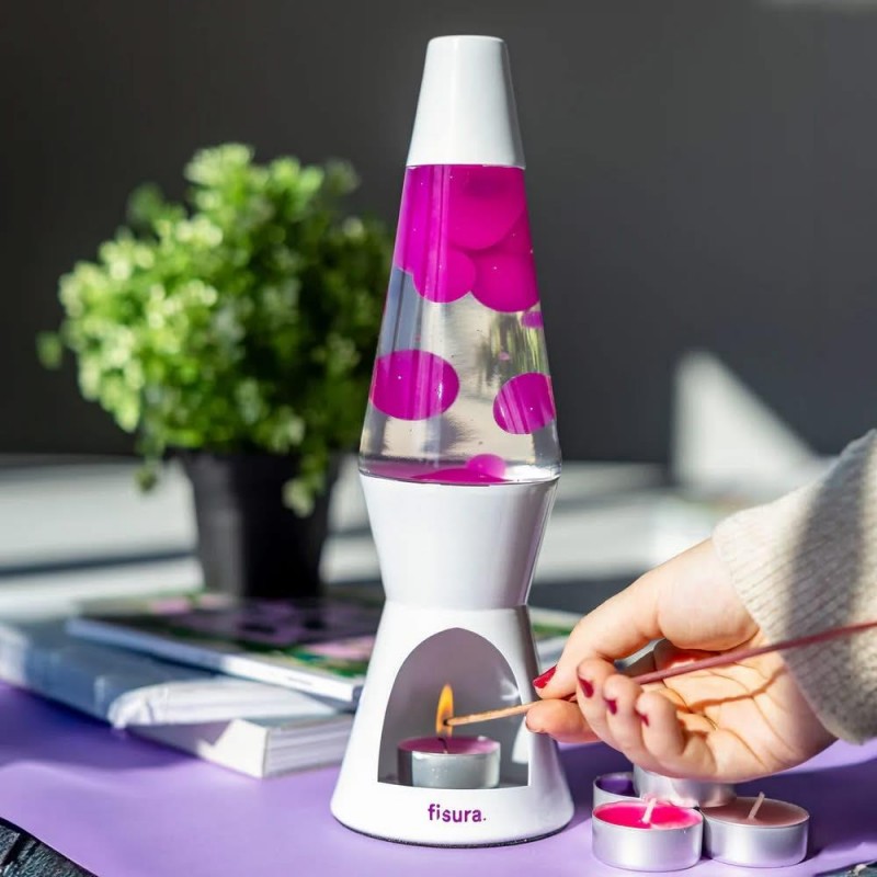 Fisura Tea Light Lava Lamp White Pink