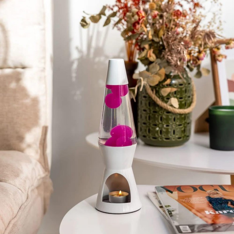 Fisura Tea Light Lava Lamp White Pink