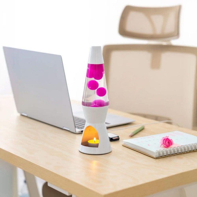 Fisura Tea Light Lava Lamp White Pink