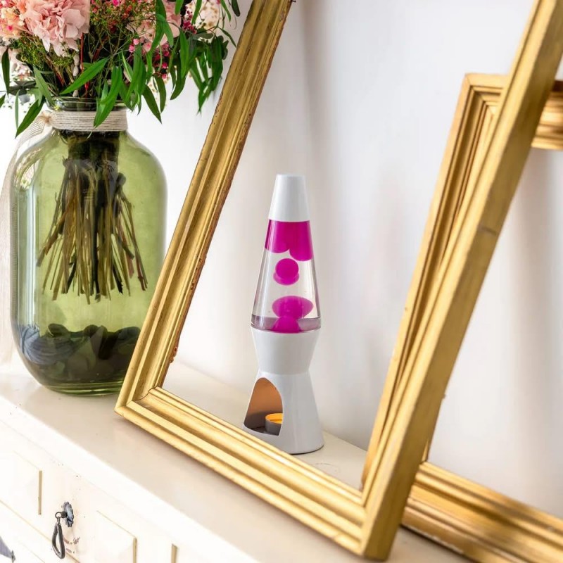 Fisura Tea Light Lava Lamp White Pink