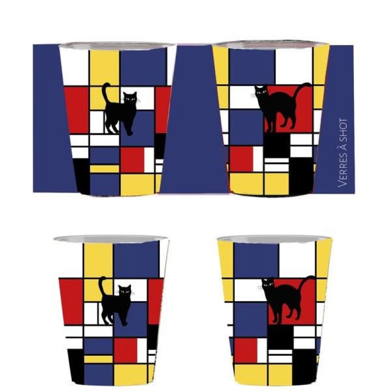 Σετ 2 Σφηνάκια “Chat” Mondrian 6,5x13 cm