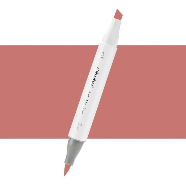 Ohuhu Honolulu Μαρκαδόρος Αλκοόλης Διπλή Μύτη (Πινέλο-Πλακέ) No E060 Light Mahogany