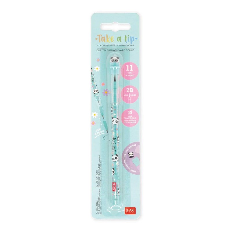 Legami Stackable Pencil with Eraser - Take a Tip Panda