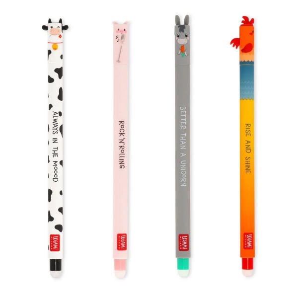 Legami Set of 4 Erasable Gel Pens Farm Sweet Farm