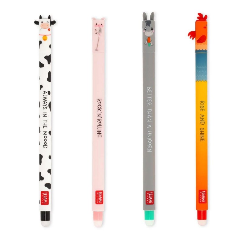Legami Set of 4 Erasable Gel Pens Farm Sweet Farm Legami Set of 4 Erasable Gel Pens Farm Sweet Farm