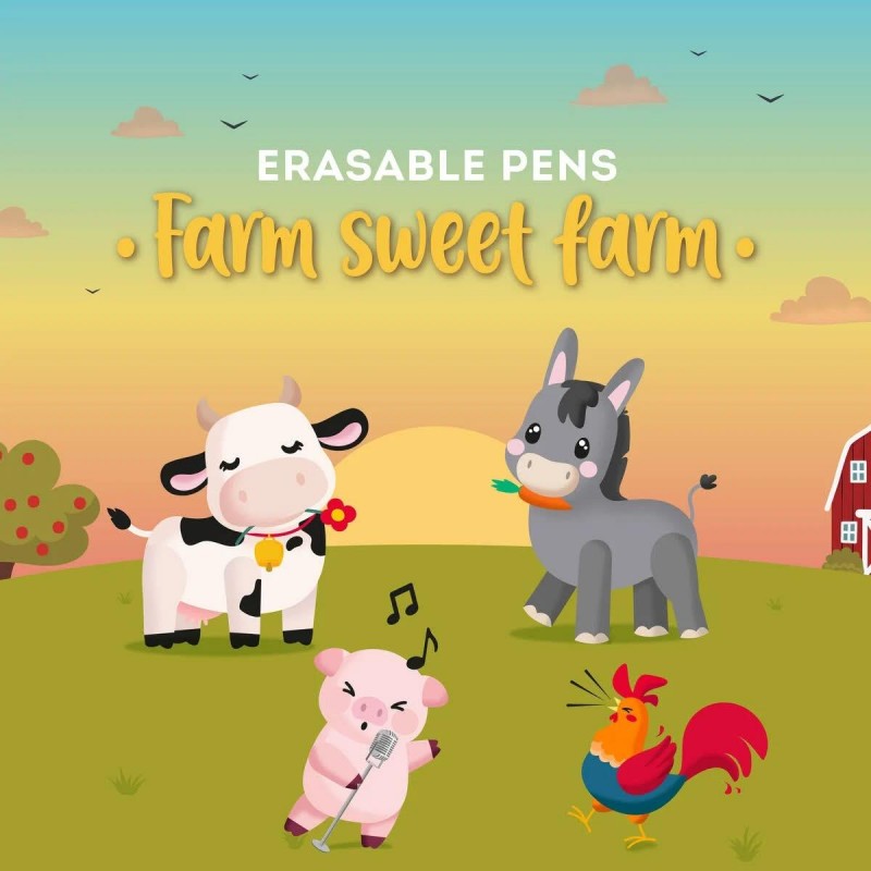 Legami Set of 4 Erasable Gel Pens Farm Sweet Farm Legami Set of 4 Erasable Gel Pens Farm Sweet Farm