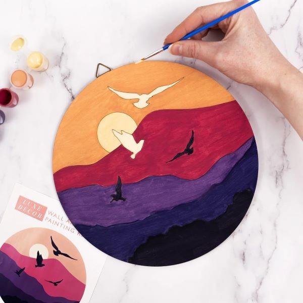 Luxe Decor Paint Wooden Wall Art Mountains In Gift Box