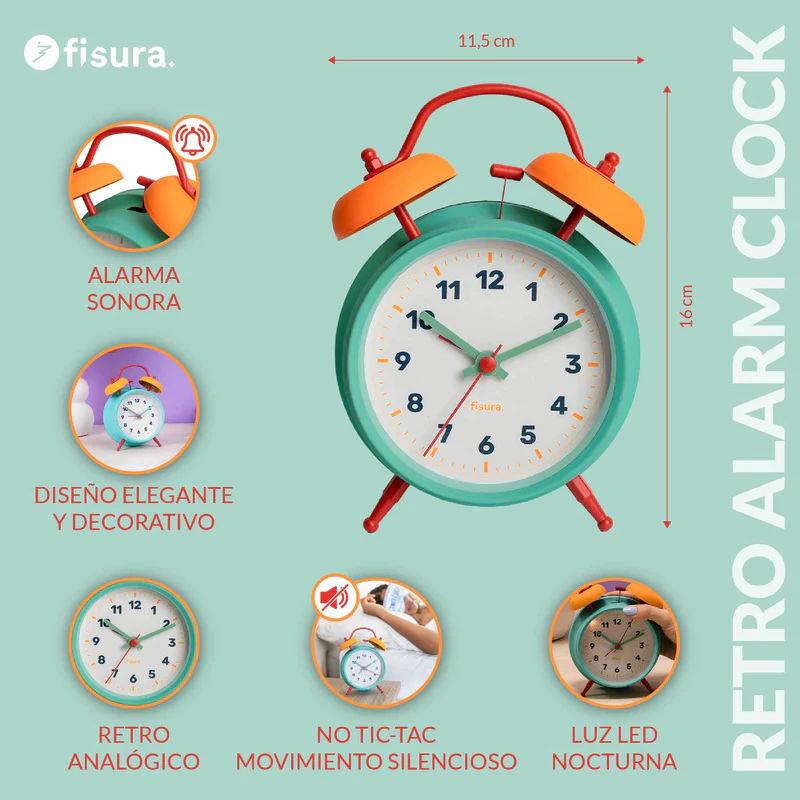 Fisura Retro Alarm Clock Blue Yellow Fisura Retro Alarm Clock Blue Yellow