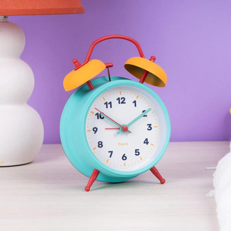 Fisura Retro Alarm Clock Blue Yellow Fisura Retro Alarm Clock Blue Yellow