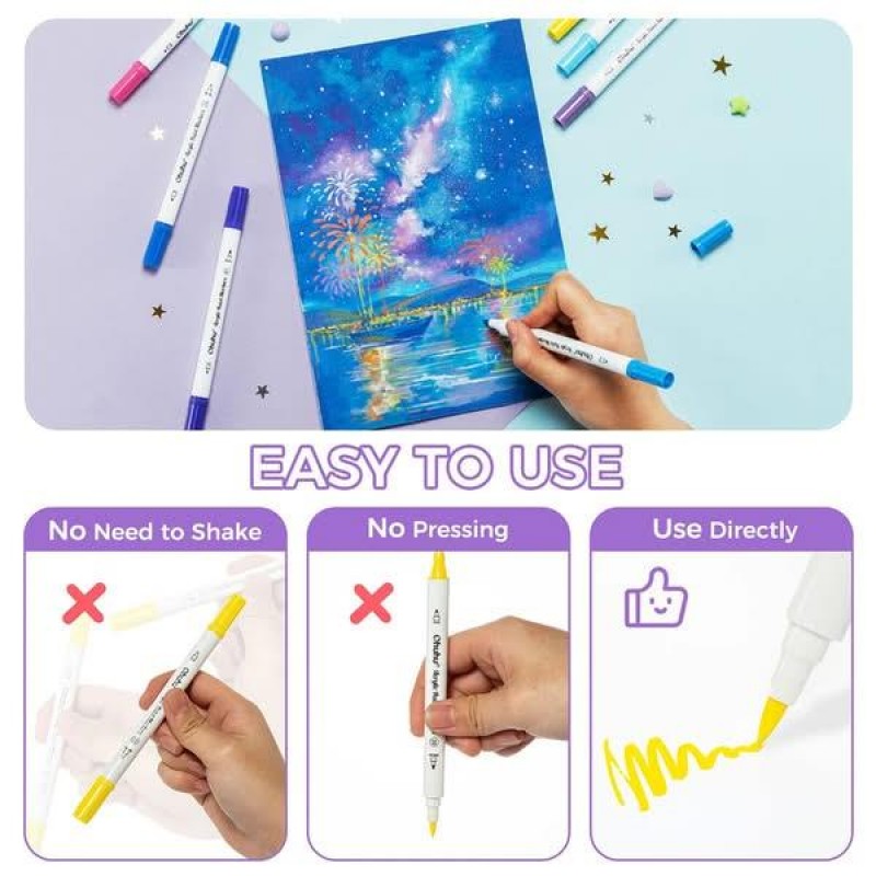Ohuhu Acrylic Paint Markers Cotton-core Σετ 36 Ακρυλικών Μαρκαδόρων Brush / Dot
