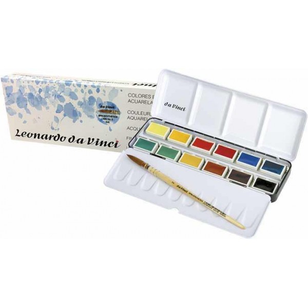 Da Vinci Μεταλλική Κασετίνα με 12 Πλακάκια Ακουαρέλας + Πινέλο Da Vinci Μεταλλική Κασετίνα με 12 Πλακάκια Ακουαρέλας + Πινέλο