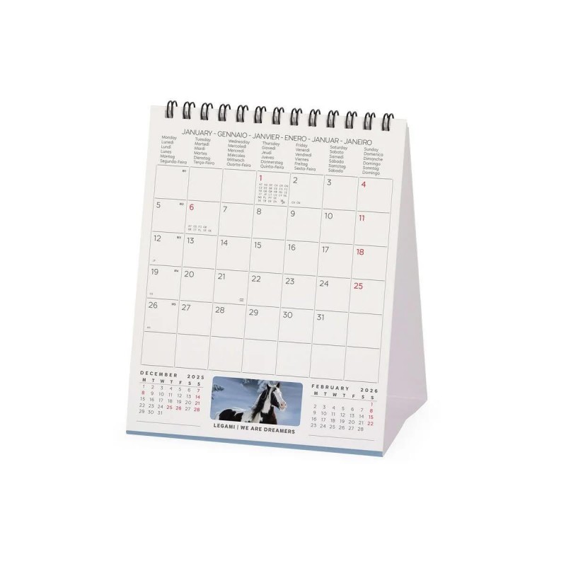 Legami 2026 Desk Calendar - Wild Horses - 12x14,5cm