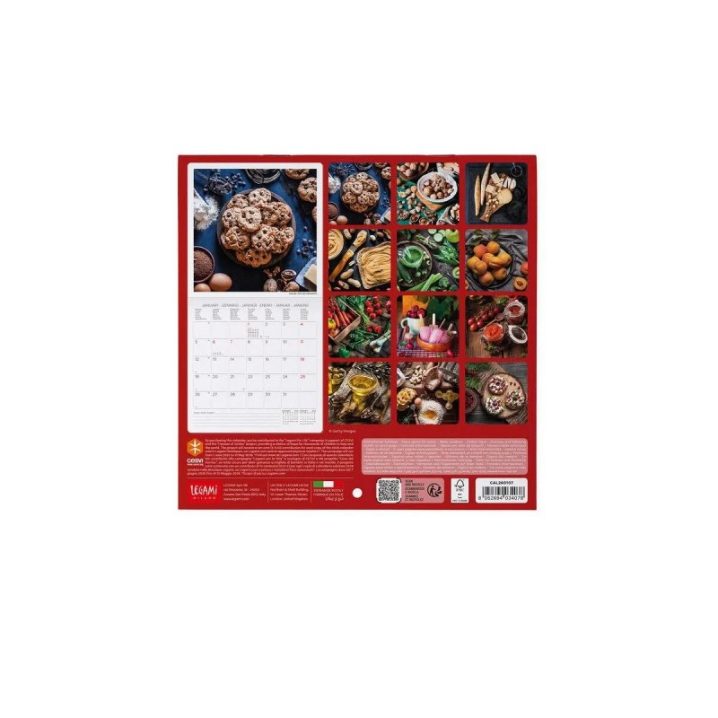 Legami 2026 Wall Calendar - Kitchen - 18x18cm