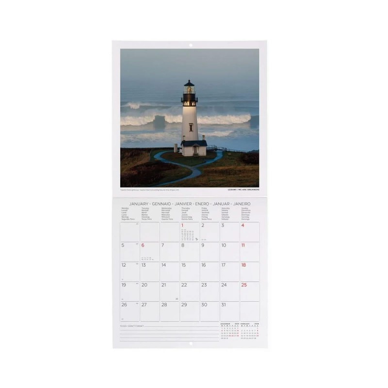 Legami 2026 Wall Calendar - Lighthouses Of The World - 18x18cm