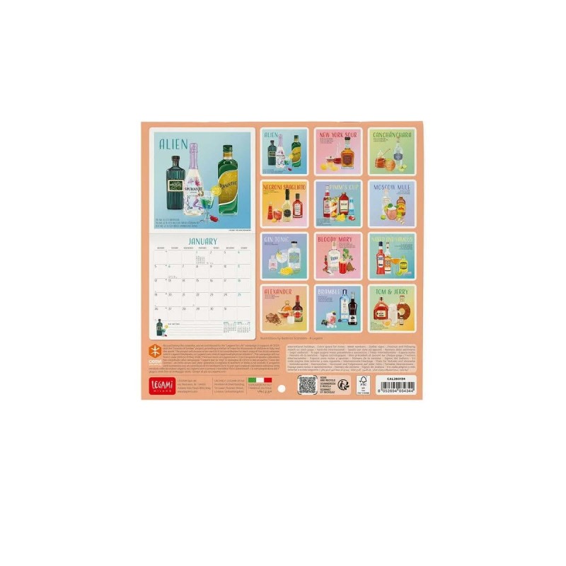 Legami 2026 Wall Calendar - Cheers - 18x18cm