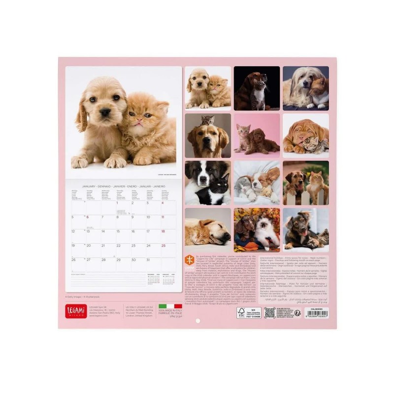 Legami 2026 Wall Calendar - Best Friends - 30x29cm