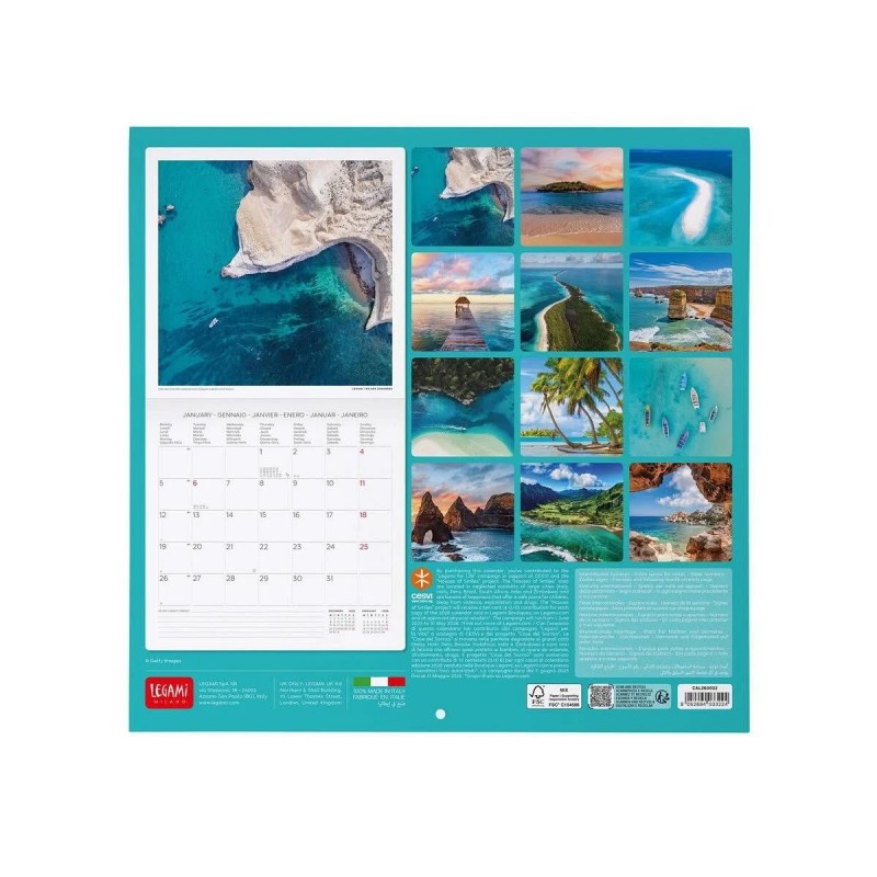 Legami 2026 Wall Calendar - Vitamin Sea - 30x29cm