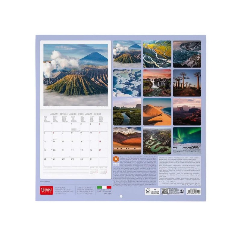Legami 2026 Wall Calendar - Planet Earth - 30x29cm
