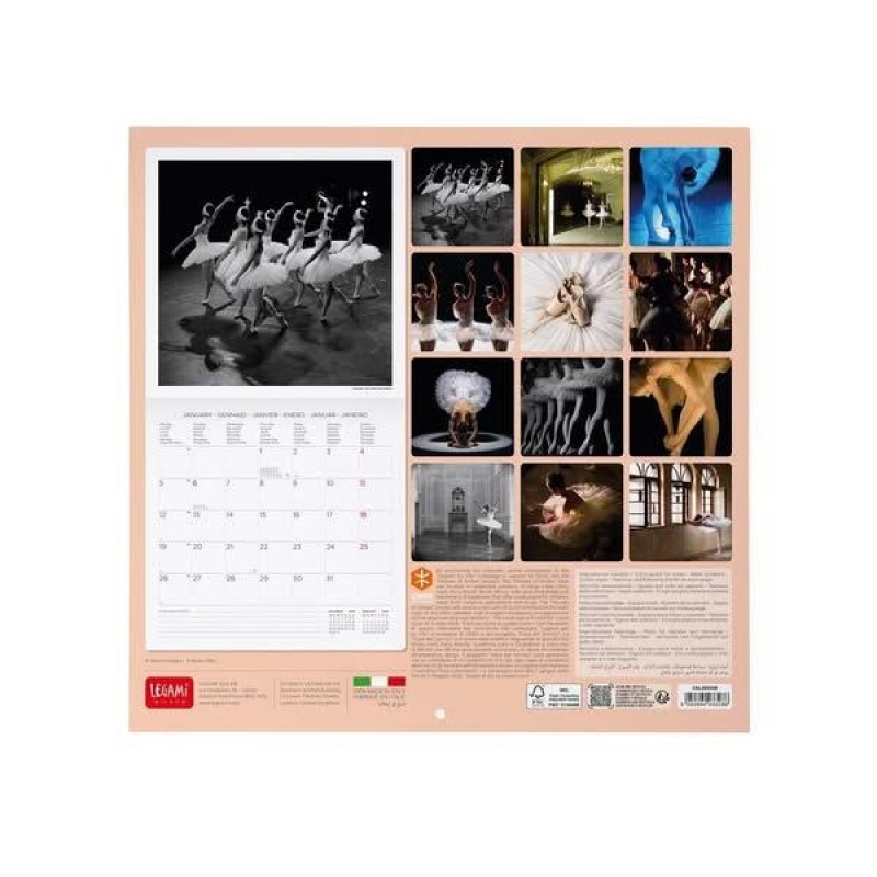 Legami 2026 Wall Calendar - Ballet - 30x29cm