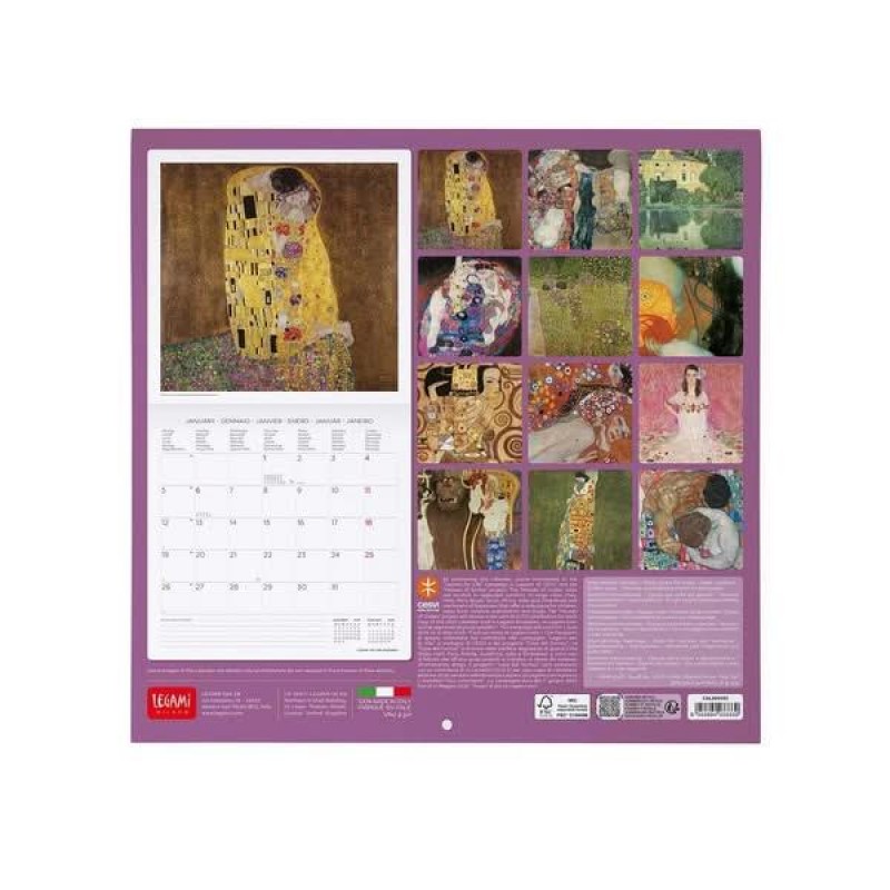 Legami 2026 Wall Calendar - Gustav Klimt - 30x29cm