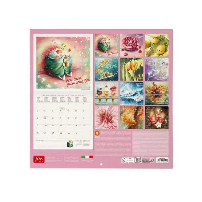 Legami 2026 Wall Calendar - Good Vibes Only - 30x29cm