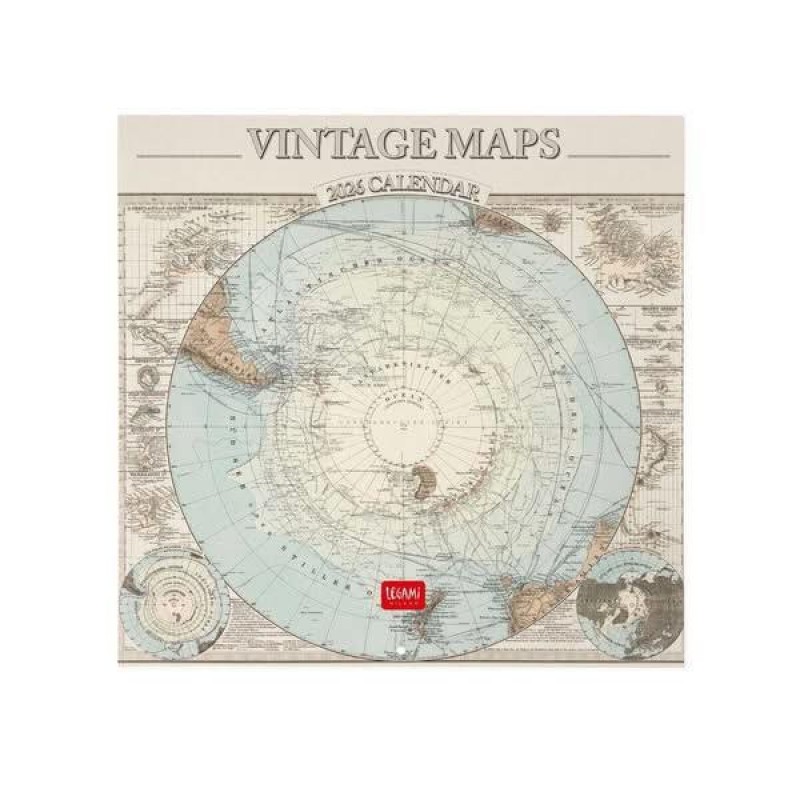 Legami 2026 Wall Calendar - Vintage Maps - 30x29cm