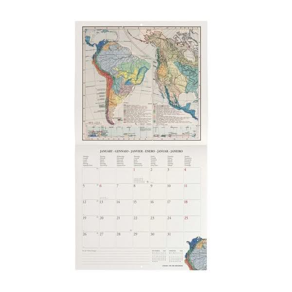 Legami 2026 Wall Calendar - Vintage Maps - 30x29cm
