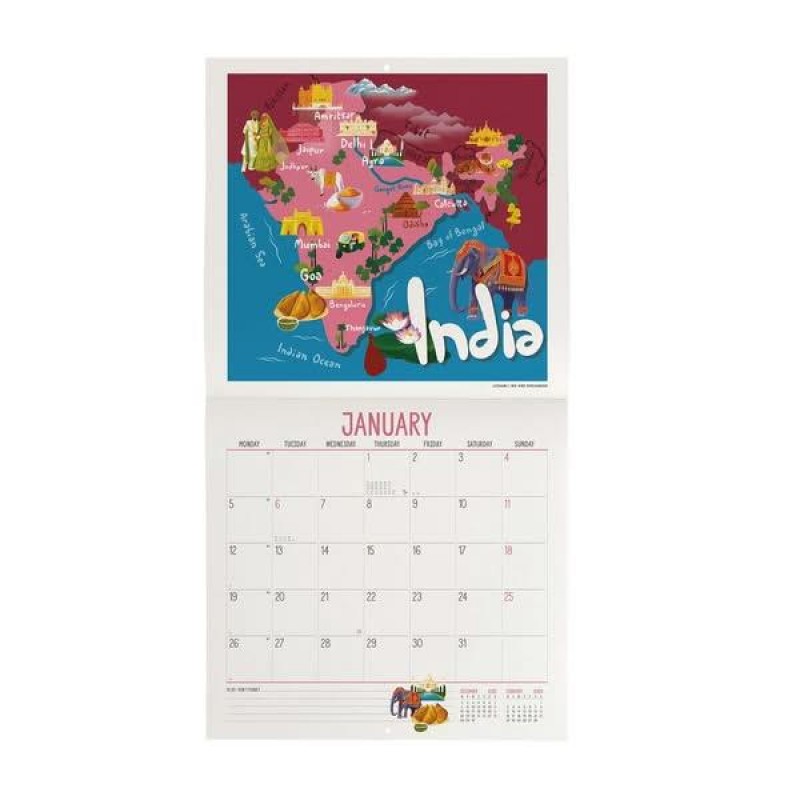Legami 2026 Wall Calendar - LetS Travel The World - 30x29cm