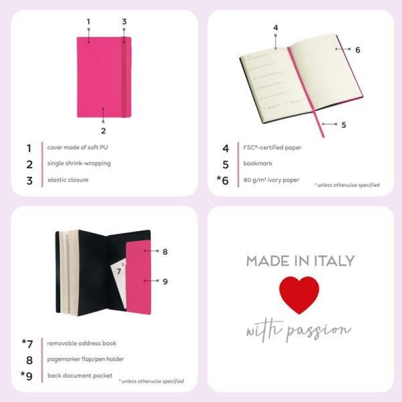 Legami 12-Month Diary - 2026 - Mini 2-Day Diary - Cherry Bomb