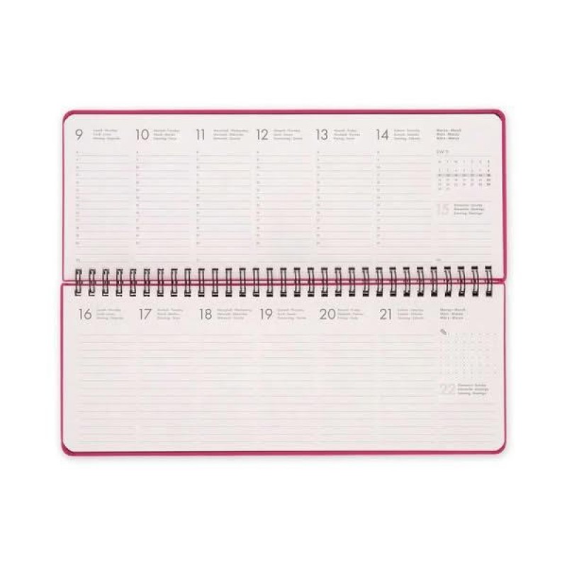 Legami 12-Month Diary - 2026 - Desk Planner - Raspberry