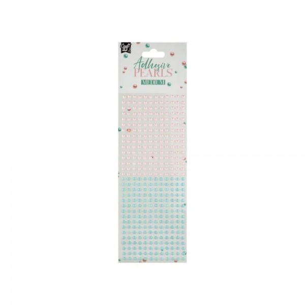 Craft ID 372 Αυτοκόλλητες Πέρλες Ροζ - Τυρκουάζ