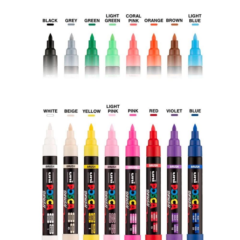 Μαρκαδόρος Posca Brush 1.0-4.0mm no 1 White Μαρκαδόρος Posca Brush 1.0-4.0mm no 1 White