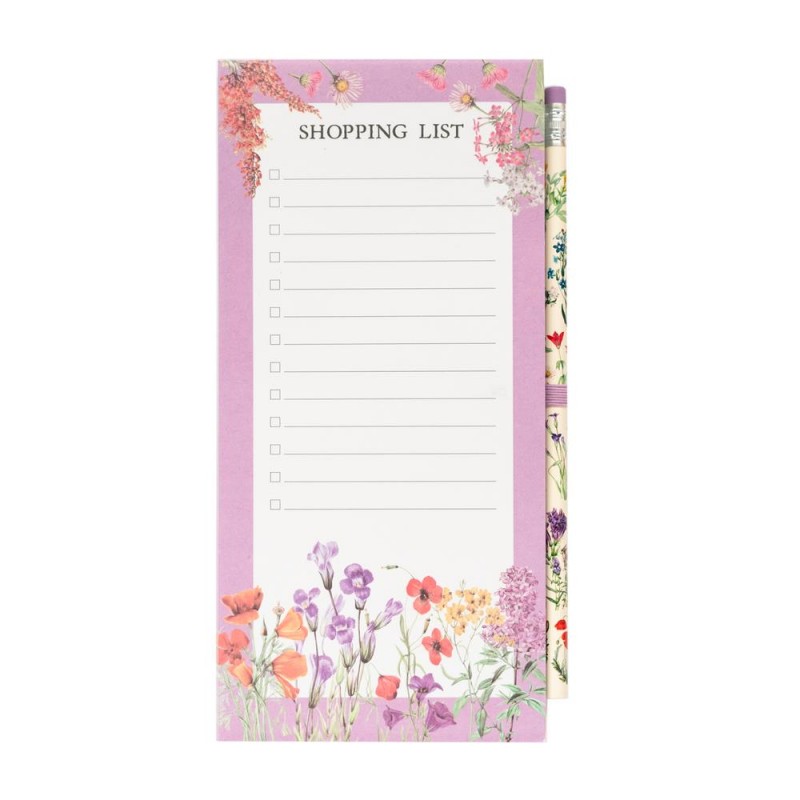 Μαγνητικό Μπλοκάκι Floral Shopping List