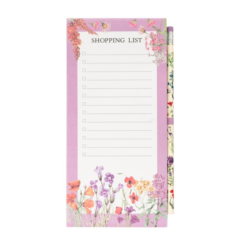 Μαγνητικό Μπλοκάκι Floral Shopping List