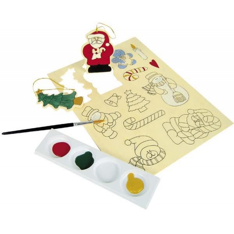 Σετ 13 Ξύλινα Χριστουγεννιάτικα Στολίδια σε Καρτέλα