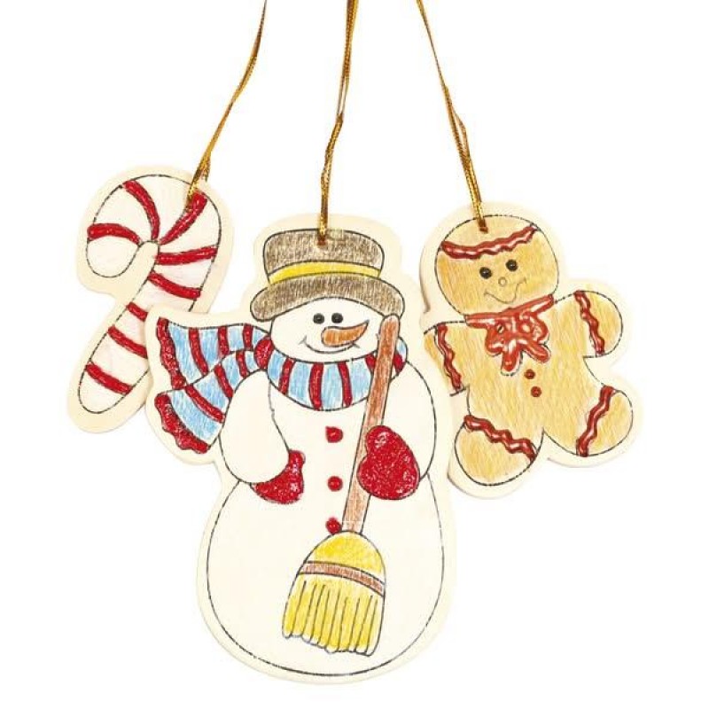 Σετ 13 Ξύλινα Χριστουγεννιάτικα Στολίδια σε Καρτέλα
