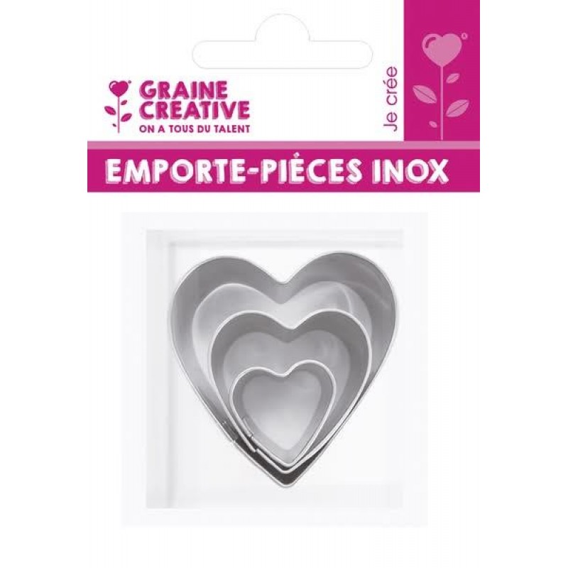 Σετ 3 Μεταλλικά Κουπ Πατ Καρδιές 15-25-40mm