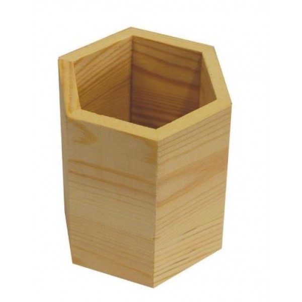Μολυβοθήκη Ξύλινη Εξάγωνη 8cm