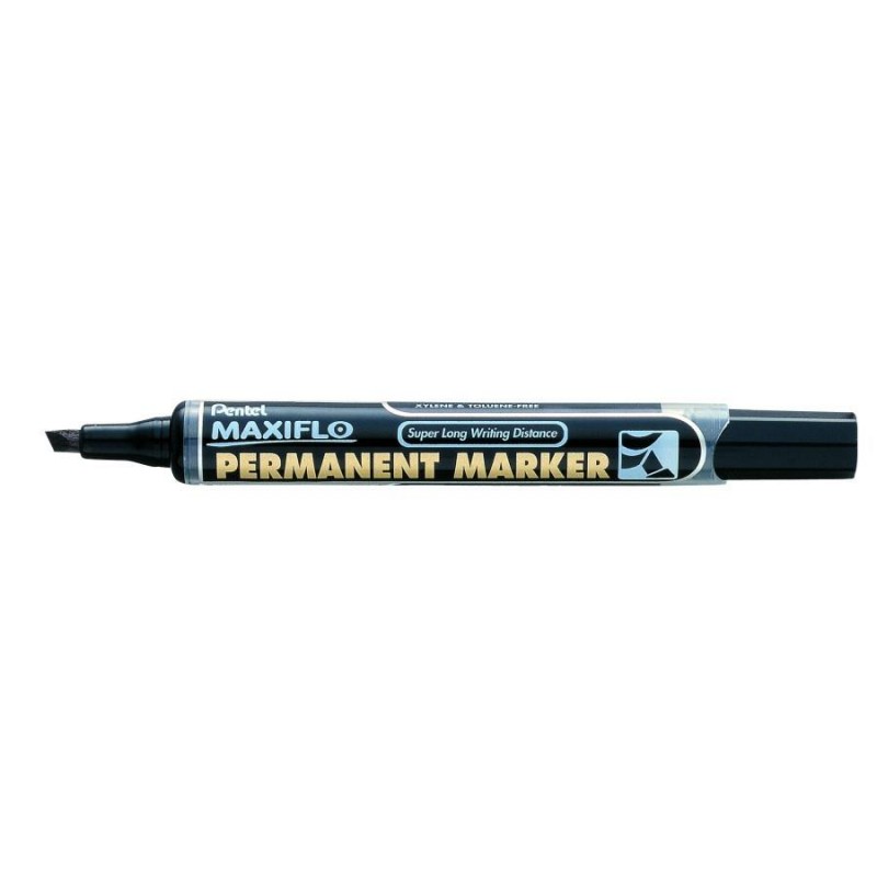 Pentel Μαρκαδόρος Ανεξίτηλος Maxiflo Permanent Πλακέ Μύτη Λεπτός