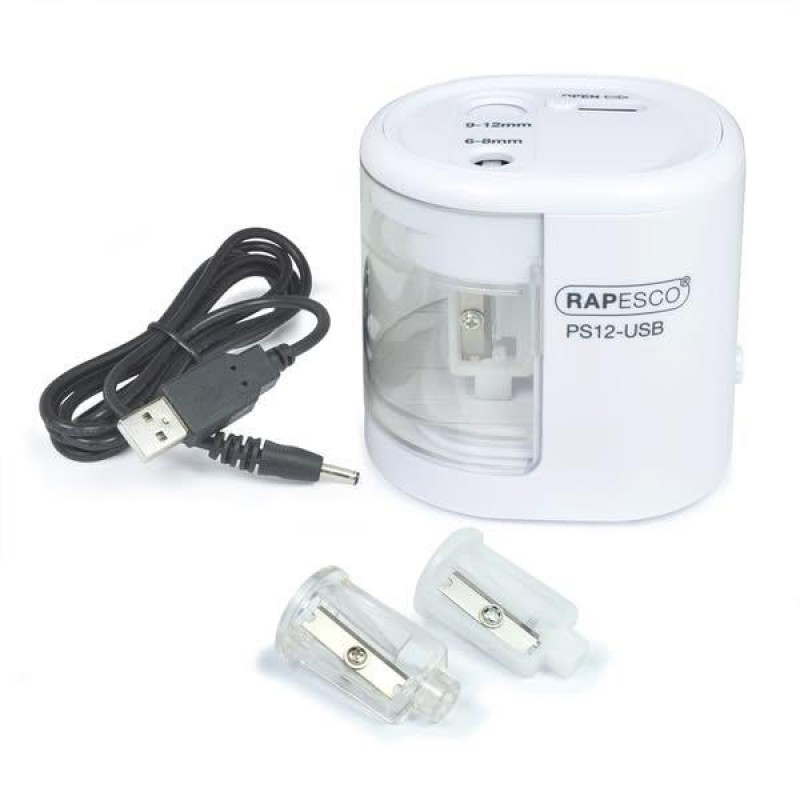 Rapesco Διπλή Ξύστρα Μπαταρίας USB Λευκή