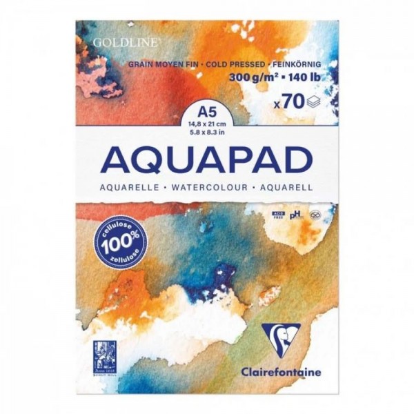 Clairefontaine Μπλοκ Ακουαρέλας AquaPad Cold Pressed  70 φύλλων A5 (14,8x21cm) 300gr Clairefontaine Μπλοκ Ακουαρέλας AquaPad Cold Pressed  70 φύλλων A5 (14,8x21cm) 300gr