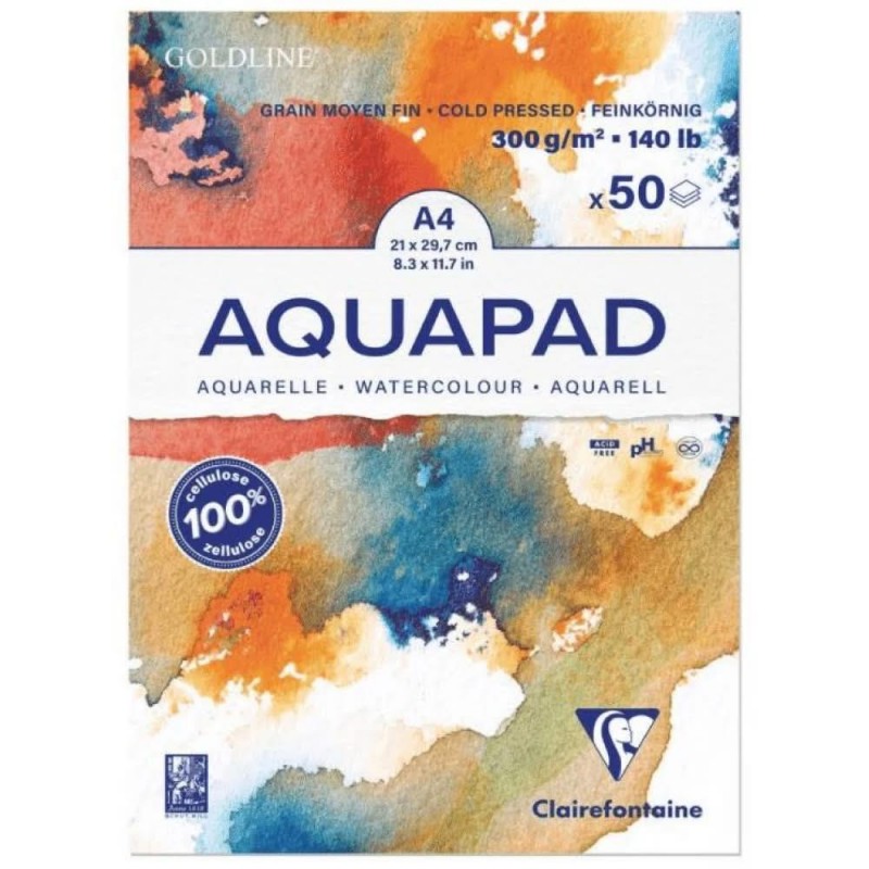 Clairefontaine Μπλοκ Ακουαρέλας AquaPad Cold Pressed  50 φύλλων A4 (21x29,7cm) 300gr