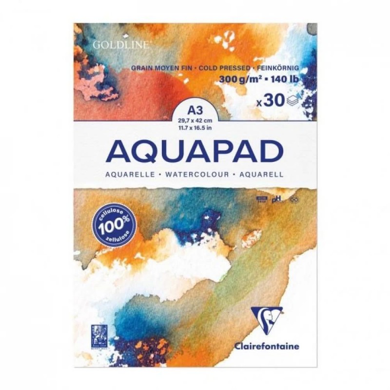 Clairefontaine Μπλοκ Ακουαρέλας AquaPad Cold Pressed  30 φύλλων A3 (29,7x42cm) 300gr