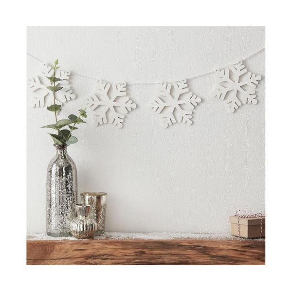 Χριστουγεννιάτικη Ξύλινη Γιρλάντα με Χιονονιφάδες 2.2m Χριστουγεννιάτικη Ξύλινη Γιρλάντα με Χιονονιφάδες 2.2m
