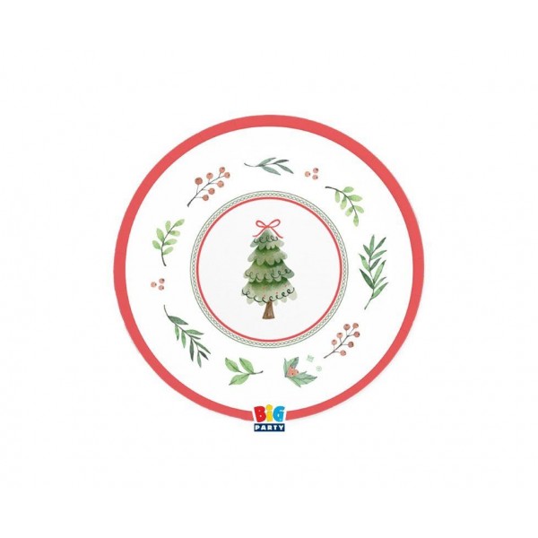 Πιάτα Χάρτινα Γλυκού 18cm Joyful Christmas 6τεμ