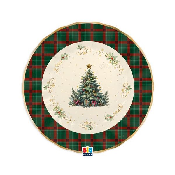 Πιατέλα Χάρτινη 30εκ Christmas Tartan 6τεμ