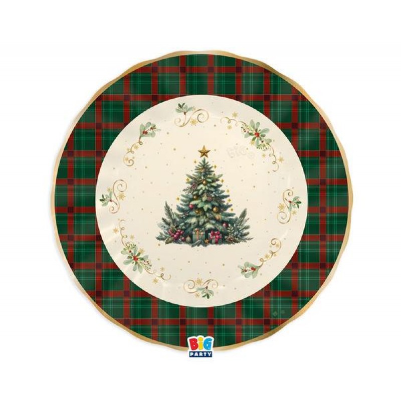 Πιατέλα Χάρτινη 30εκ Christmas Tartan 6τεμ