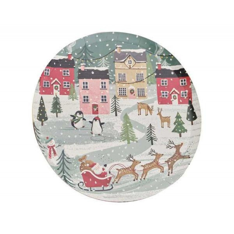 Χάρτινα Πιάτα Φαγητού 25cm Christmas Festive Scene 8τεμ Χάρτινα Πιάτα Φαγητού 25cm Christmas Festive Scene 8τεμ